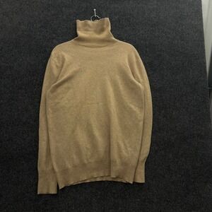 Vintage Cashmere Silk Turtleneck Sweater Tan Camel Made in Italy Size 6